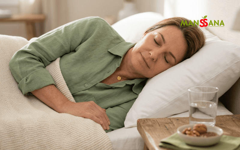 mujer descansando para aliviar sintomas de menopausia como insomnio